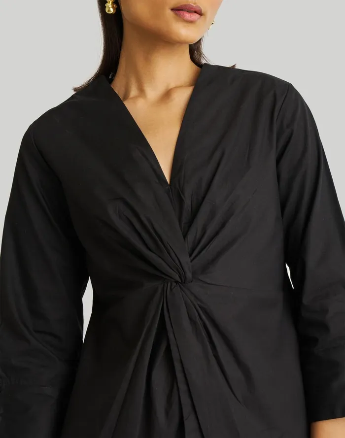 Women Tops and Shirts Madewell Reistor Front Twist Top Black