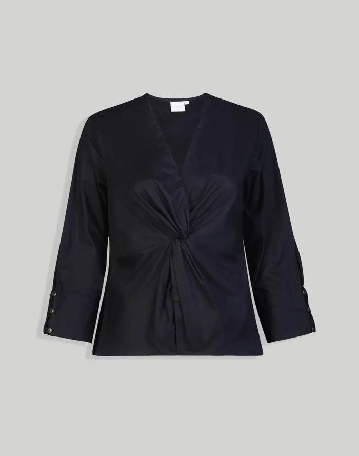 Women Tops and Shirts Madewell Reistor Front Twist Top Black