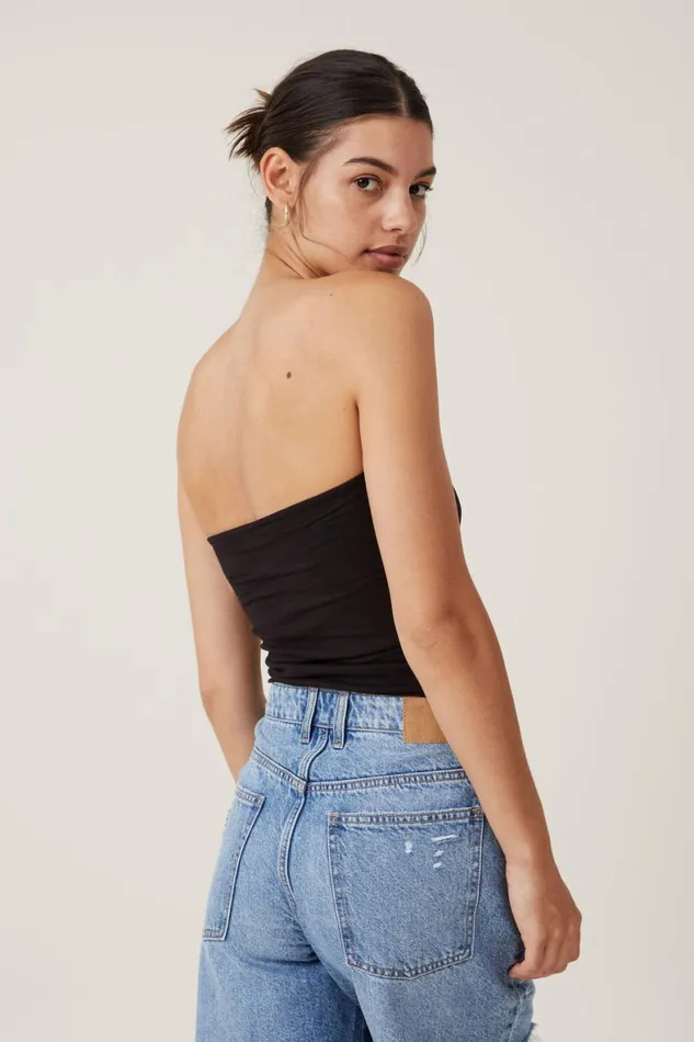 Women Tops Cotton On Billi Tube Top Black