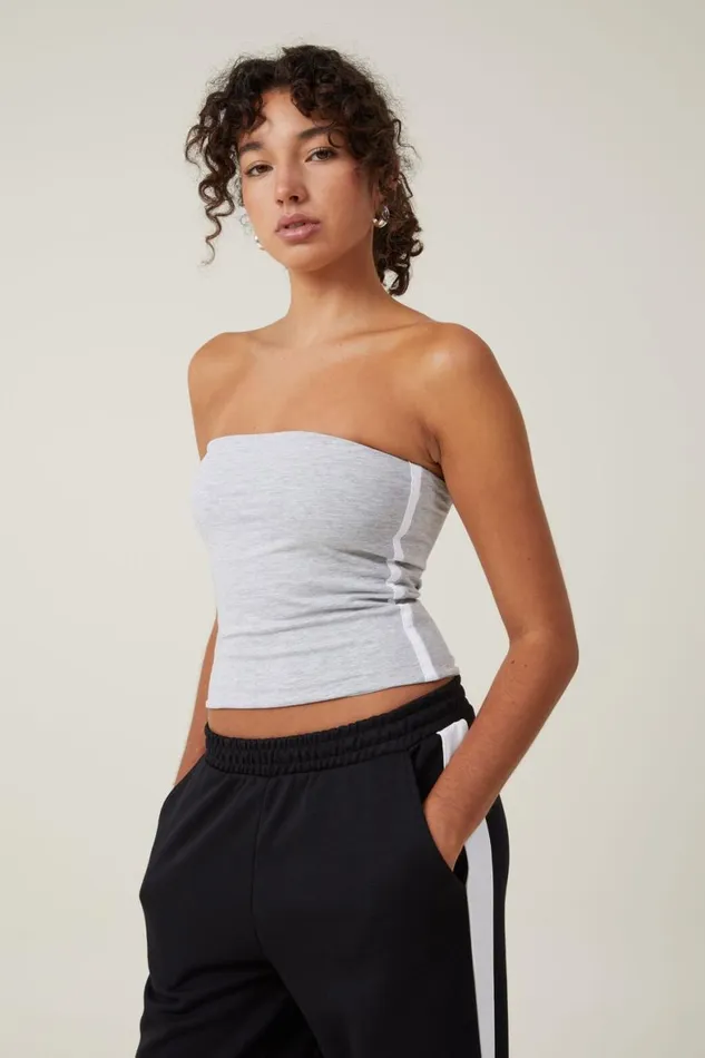 Women Tops Cotton On Billi Tube Top Grey Marle