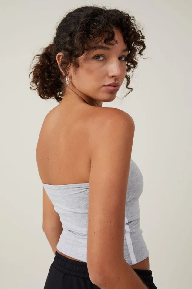 Women Tops Cotton On Billi Tube Top Grey Marle