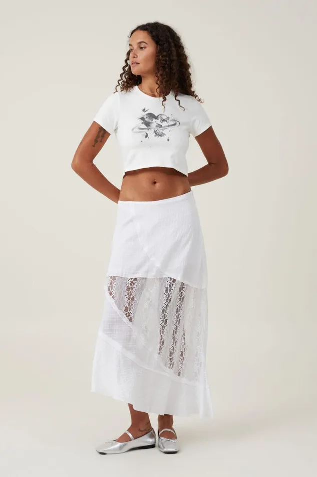 Women Tops Cotton On Crop Fit Graphic Tee Divine Cosmosvintage White