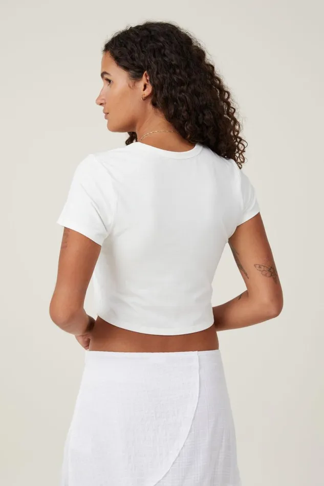Women Tops Cotton On Crop Fit Graphic Tee Divine Cosmosvintage White