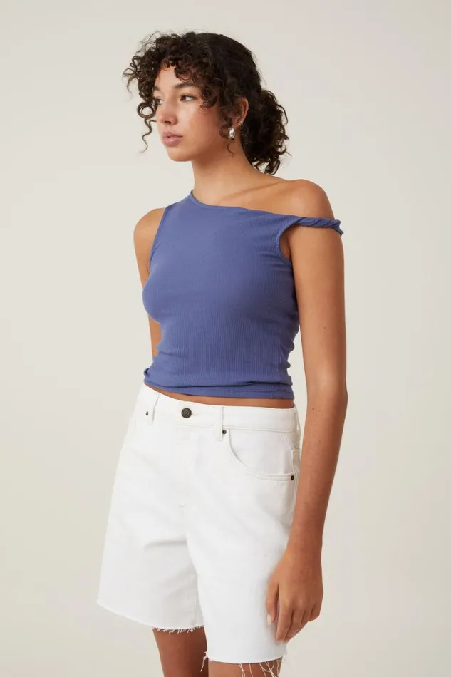 Women Tops Cotton On Margot Off The Shoulder Tank Vintage Navy