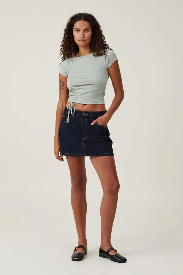 Women Tops Cotton On Marli Rouched Front Short Sleeve Top Sage Green