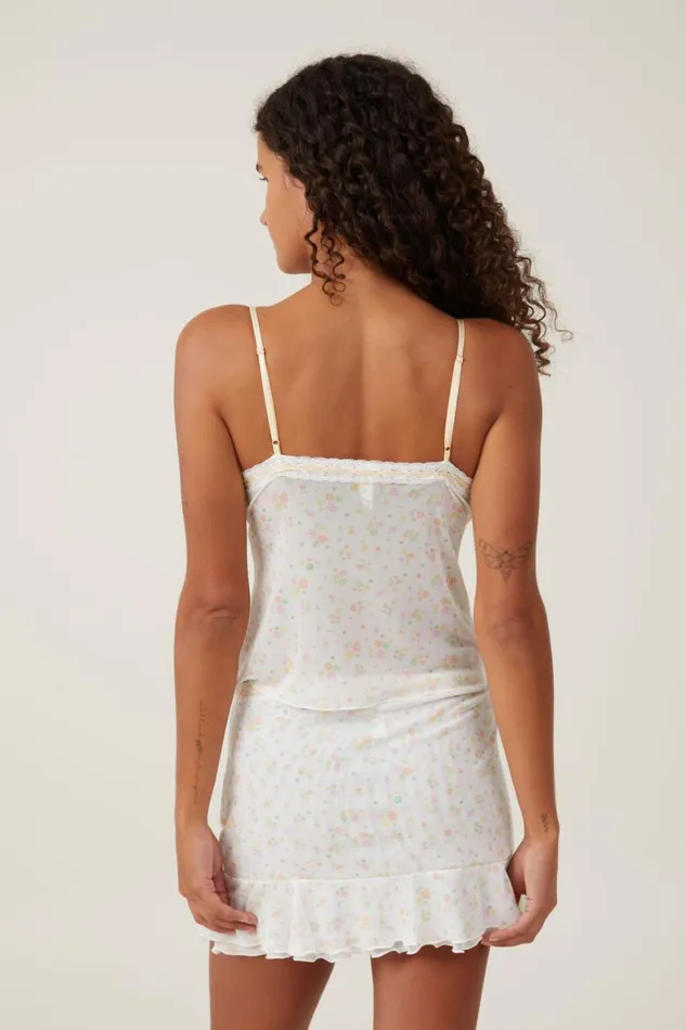 Women Tops Cotton On Mesh Cami Follie Floral Cream