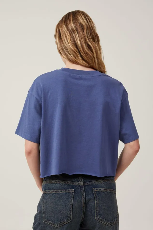 Women Tops Cotton On Oversized Chopped Graphic Tee Singapore Vintage Navy