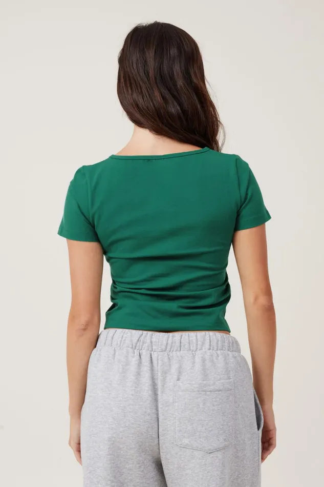 Women Tops Cotton On Peached Jersey Henley T 8211 Shirt College Green