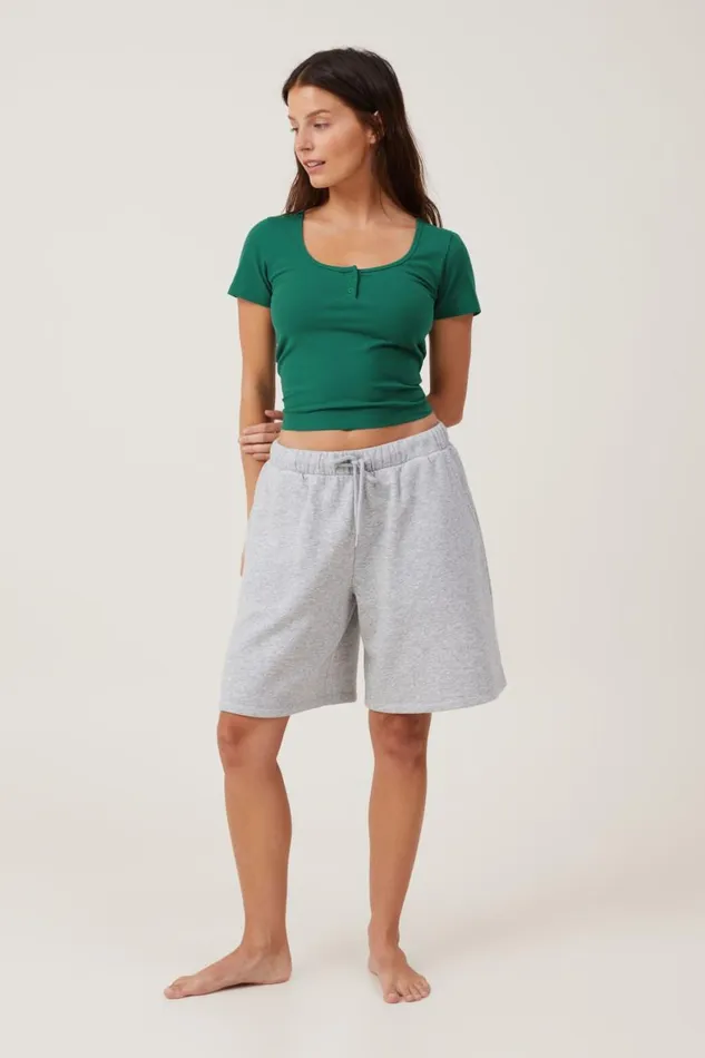 Women Tops Cotton On Peached Jersey Henley T 8211 Shirt College Green
