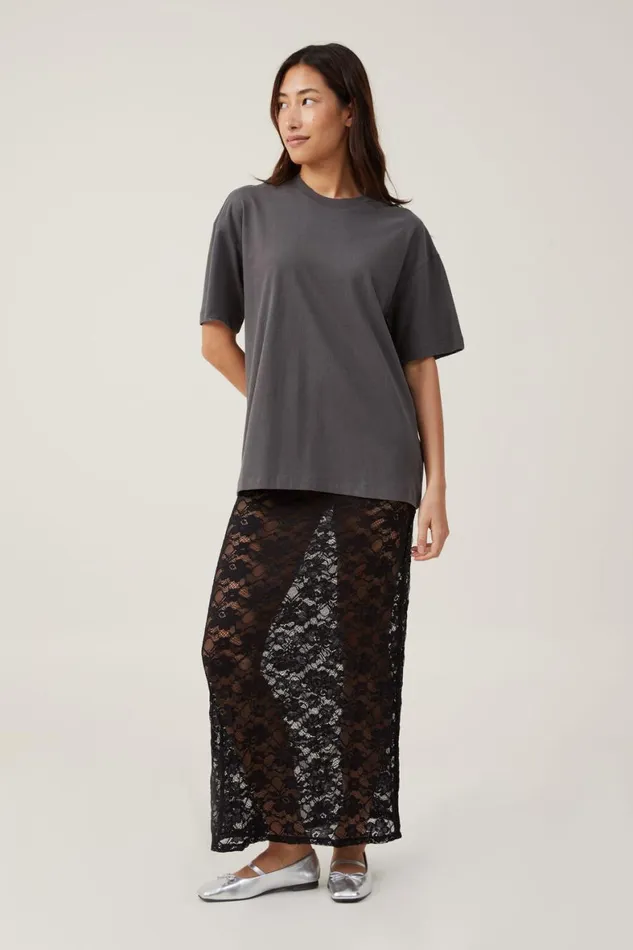Women Tops Cotton On The Boxy Oversized Tee Graphite
