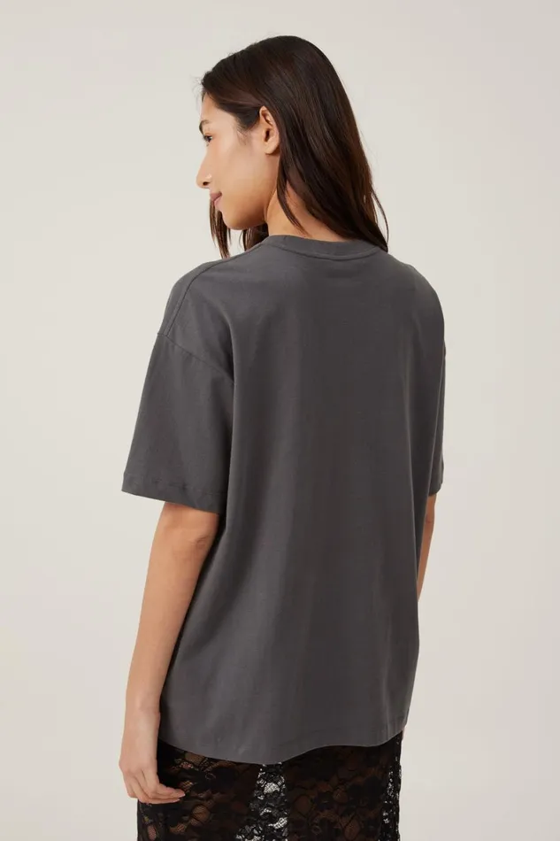 Women Tops Cotton On The Boxy Oversized Tee Graphite