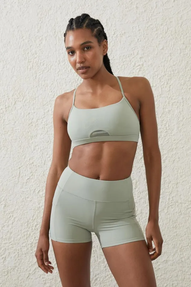 Women Tops Cotton On Ultra Luxe Mesh Strappy Crop Green Cloud