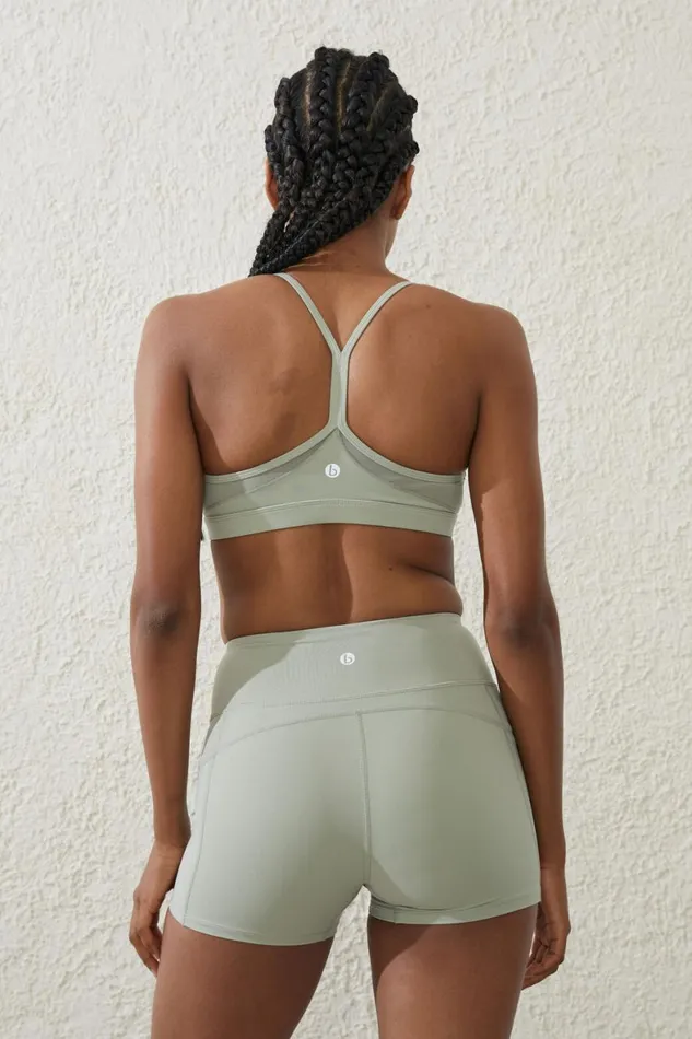 Women Tops Cotton On Ultra Luxe Mesh Strappy Crop Green Cloud
