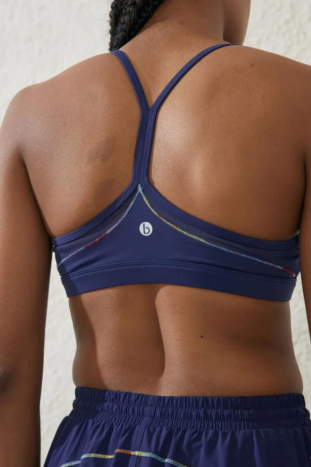 Women Tops Cotton On Ultra Luxe Mesh Strappy Crop Quiet Skyav Stitch