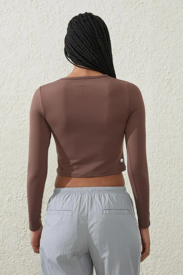 Women Tops Cotton On Ultra Soft Fitted Long Sleeve Top Deep Taupe