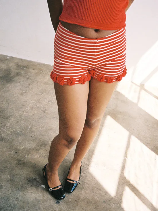 Women Turkana Knit Short Red White Bottoms Lisa Says Gah