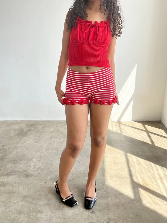 Women Turkana Knit Short Red White Bottoms Lisa Says Gah