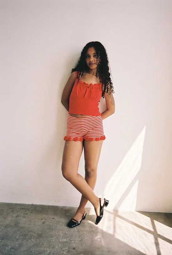 Women Turkana Knit Short Red White Bottoms Lisa Says Gah