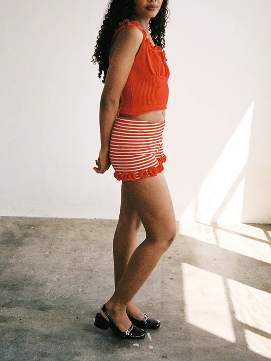 Women Turkana Knit Short Red White Bottoms Lisa Says Gah