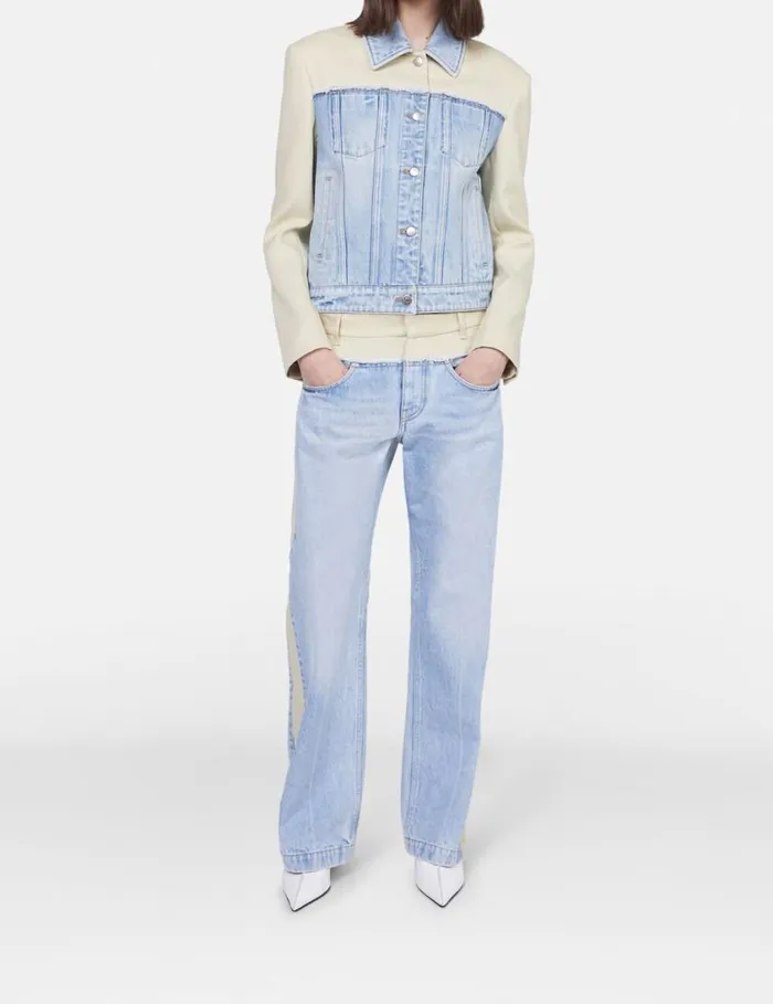 Women TwoTone Panelled Straight Leg Jeans Blueecru Stella McCartney Pants And Shorts Women TwoTone Panelled Straight Leg Jeans Blueecru Stella McCartney Pants And Shorts