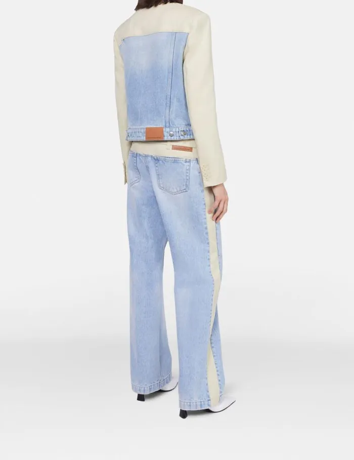 Women TwoTone Panelled Straight Leg Jeans Blueecru Stella McCartney Pants And Shorts Women TwoTone Panelled Straight Leg Jeans Blueecru Stella McCartney Pants And Shorts