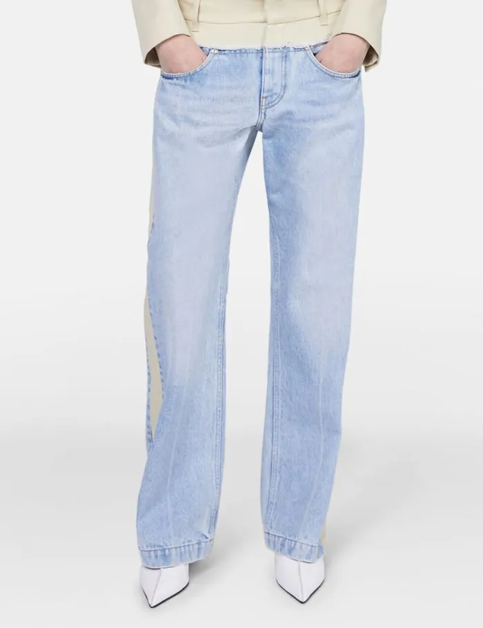 Women TwoTone Panelled Straight Leg Jeans Blueecru Stella McCartney Pants And Shorts Women TwoTone Panelled Straight Leg Jeans Blueecru Stella McCartney Pants And Shorts