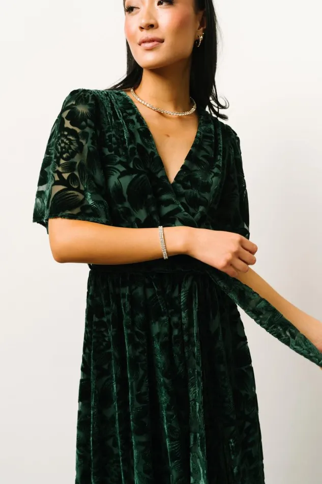 Women Uma Velvet Maxi Dress Dark Green Baltic Born Bump Friendly Women Uma Velvet Maxi Dress Dark Green Baltic Born Bump Friendly