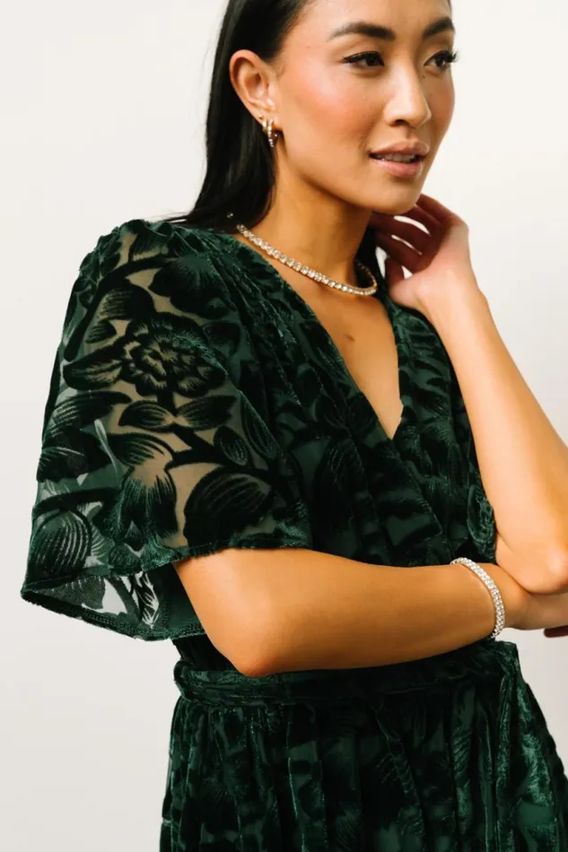 Women Uma Velvet Maxi Dress Dark Green Baltic Born Bump Friendly Women Uma Velvet Maxi Dress Dark Green Baltic Born Bump Friendly