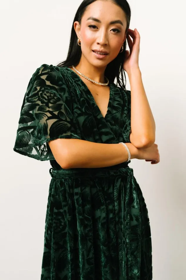 Women Uma Velvet Maxi Dress Dark Green Baltic Born Bump Friendly Women Uma Velvet Maxi Dress Dark Green Baltic Born Bump Friendly