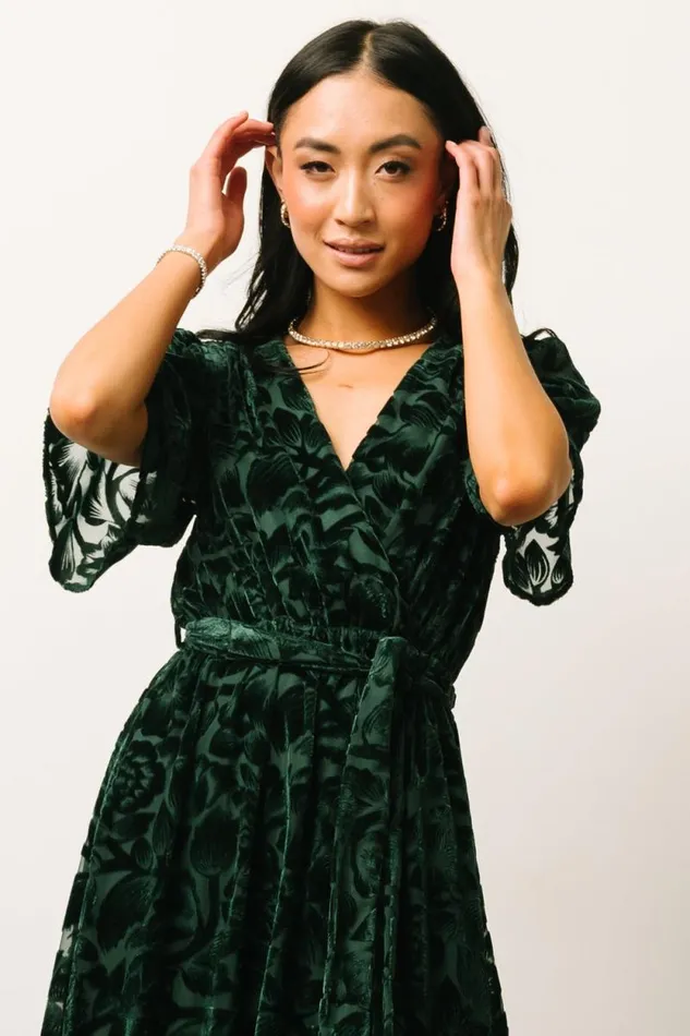 Women Uma Velvet Maxi Dress Dark Green Baltic Born Bump Friendly Women Uma Velvet Maxi Dress Dark Green Baltic Born Bump Friendly