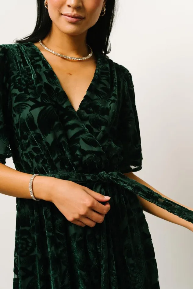 Women Uma Velvet Maxi Dress Dark Green Baltic Born Bump Friendly Women Uma Velvet Maxi Dress Dark Green Baltic Born Bump Friendly