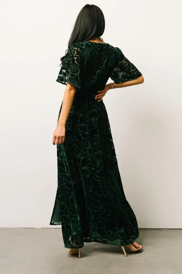 Women Uma Velvet Maxi Dress Dark Green Baltic Born Bump Friendly Women Uma Velvet Maxi Dress Dark Green Baltic Born Bump Friendly