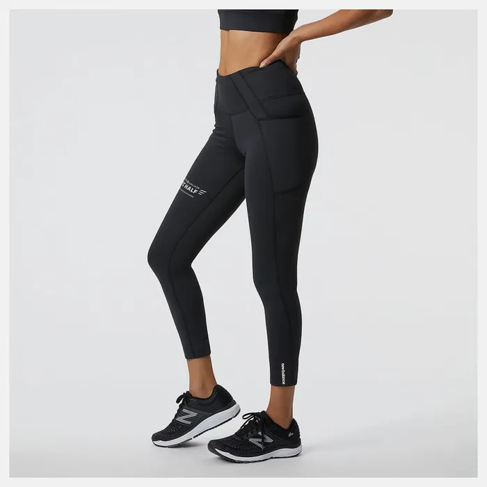 Women United Airlines NYC Half Shape Shield 78 High Rise Pocket Tight Black New Balance Pants and Leggings