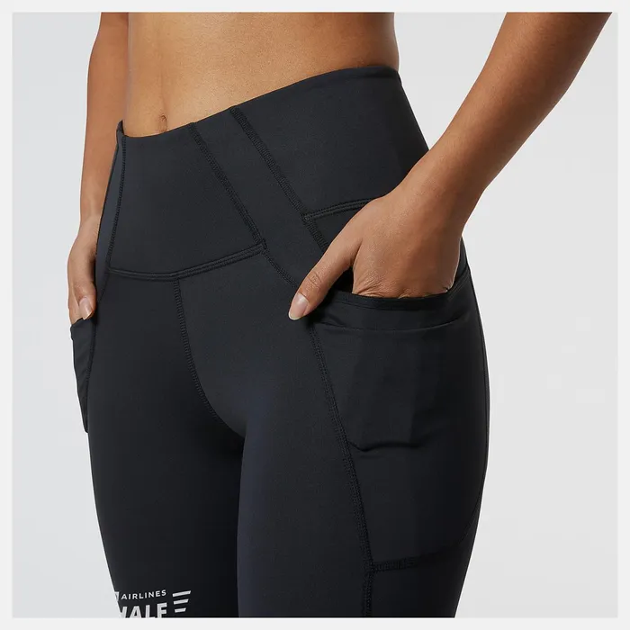Women United Airlines NYC Half Shape Shield 78 High Rise Pocket Tight Black New Balance Pants and Leggings