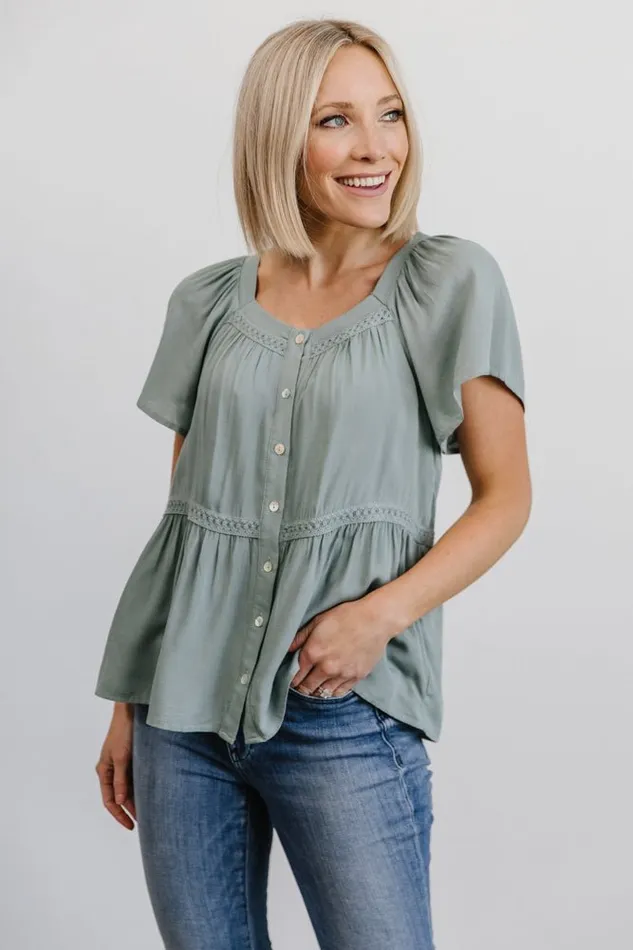 Women Unity Button Up Top Sage Baltic Born Blouses and Shirts