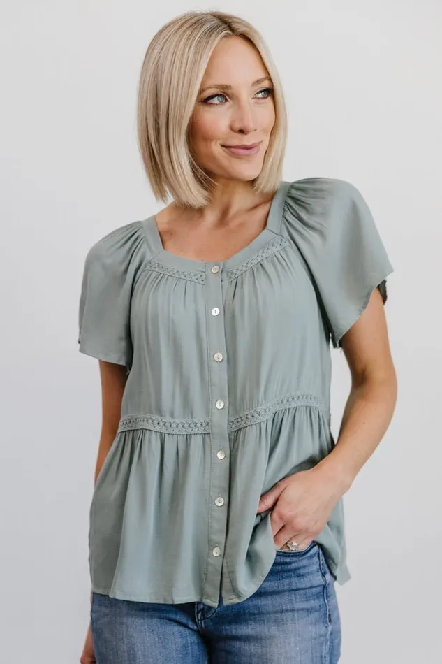 Women Unity Button Up Top Sage Baltic Born Blouses and Shirts