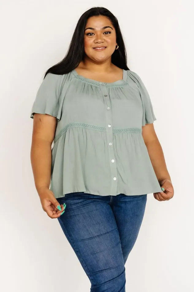 Women Unity Button Up Top Sage Baltic Born Blouses and Shirts