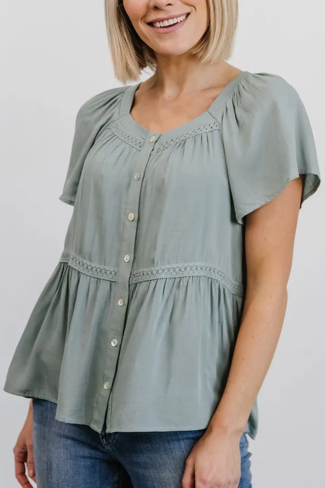 Women Unity Button Up Top Sage Baltic Born Blouses and Shirts