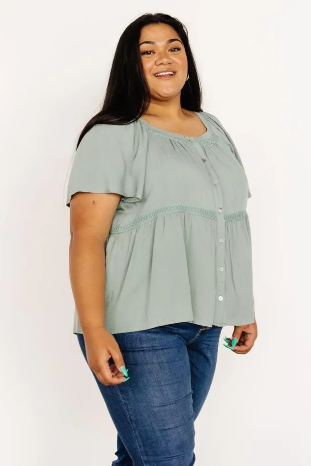 Women Unity Button Up Top Sage Baltic Born Blouses and Shirts