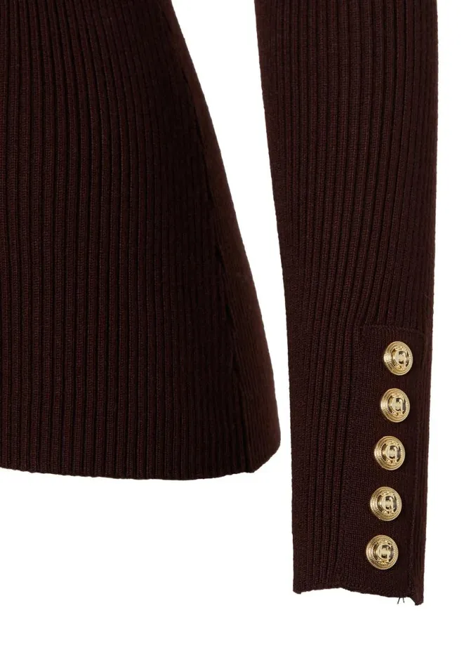 Women VNeck Rib Top Chocolate Holland Cooper Knitwear Women VNeck Rib Top Chocolate Holland Cooper Knitwear