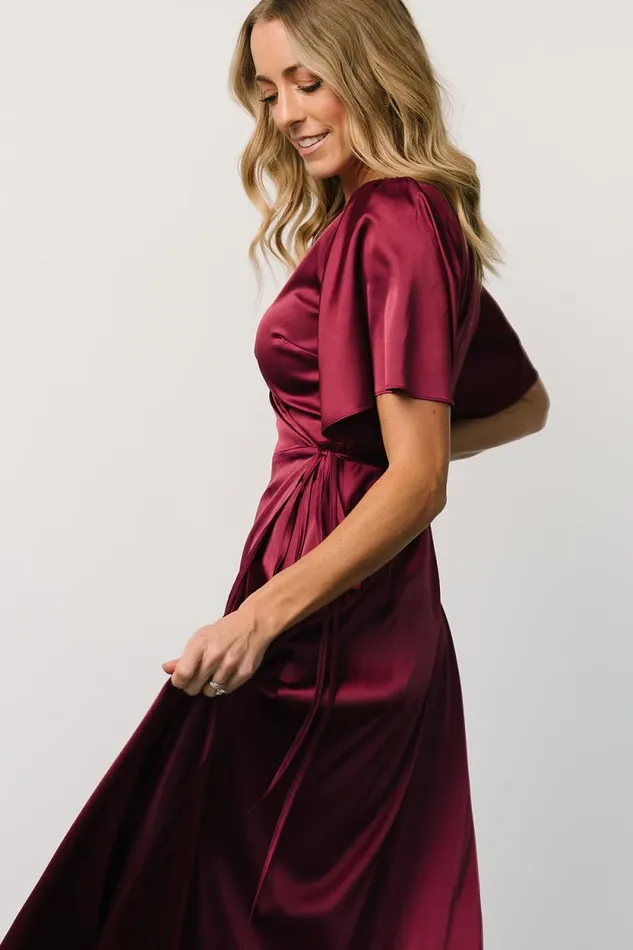 Women Vara Satin Maxi Wrap Dress Mulberry Baltic Born Maxi Dresses Women Vara Satin Maxi Wrap Dress Mulberry Baltic Born Maxi Dresses