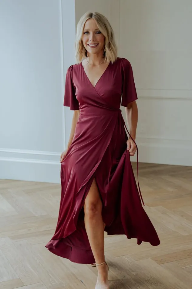 Women Vara Satin Maxi Wrap Dress Mulberry Baltic Born Maxi Dresses Women Vara Satin Maxi Wrap Dress Mulberry Baltic Born Maxi Dresses