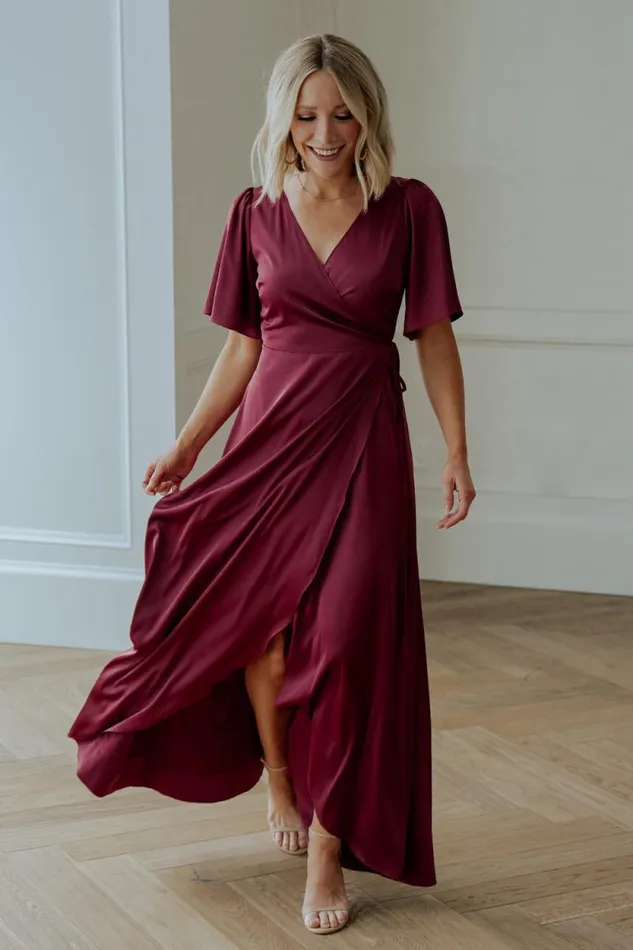 Women Vara Satin Maxi Wrap Dress Mulberry Baltic Born Maxi Dresses Women Vara Satin Maxi Wrap Dress Mulberry Baltic Born Maxi Dresses