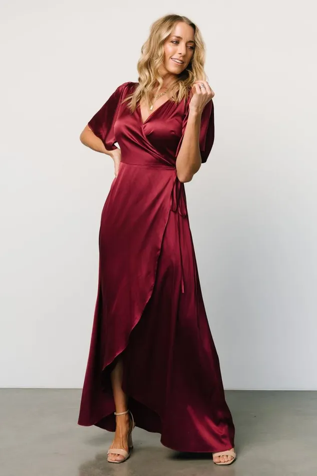 Women Vara Satin Maxi Wrap Dress Mulberry Baltic Born Maxi Dresses Women Vara Satin Maxi Wrap Dress Mulberry Baltic Born Maxi Dresses