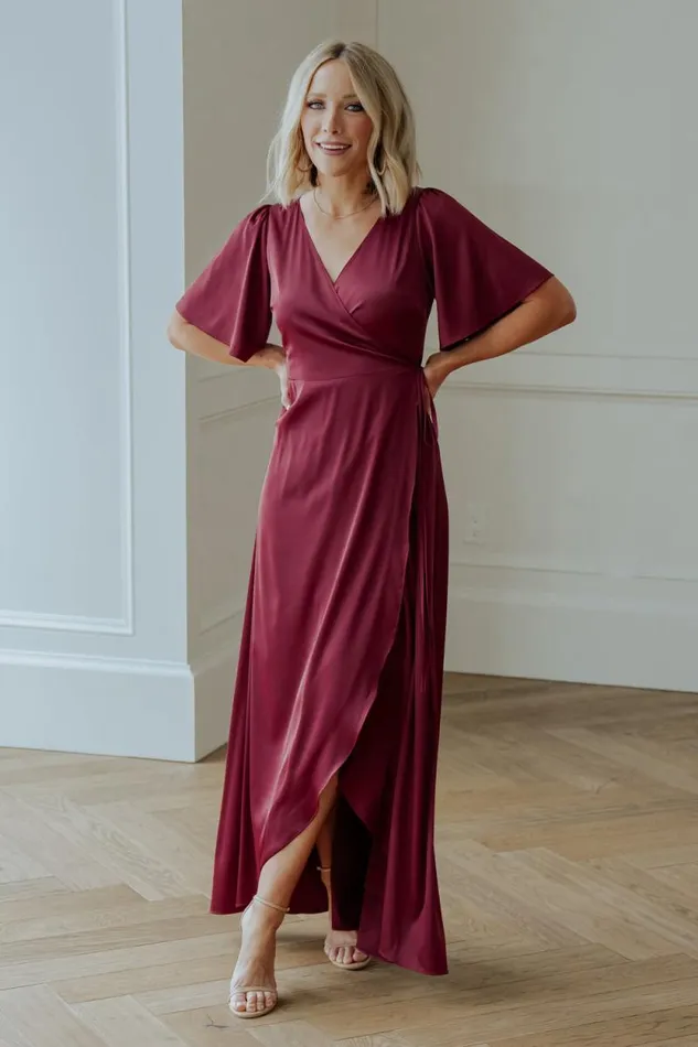 Women Vara Satin Maxi Wrap Dress Mulberry Baltic Born Maxi Dresses Women Vara Satin Maxi Wrap Dress Mulberry Baltic Born Maxi Dresses