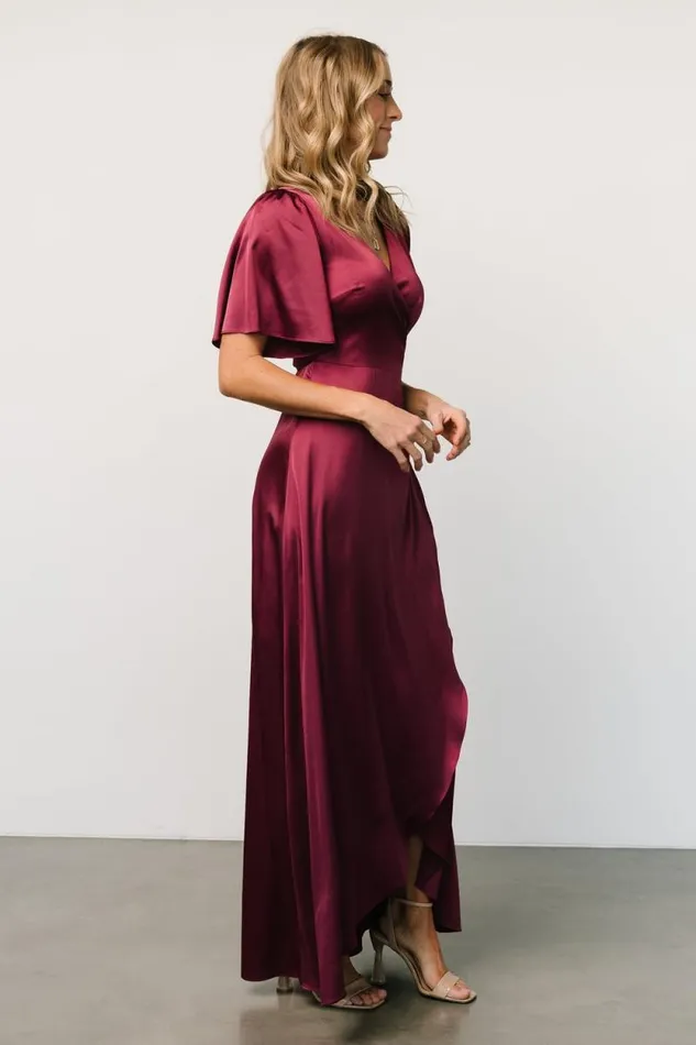 Women Vara Satin Maxi Wrap Dress Mulberry Baltic Born Maxi Dresses Women Vara Satin Maxi Wrap Dress Mulberry Baltic Born Maxi Dresses