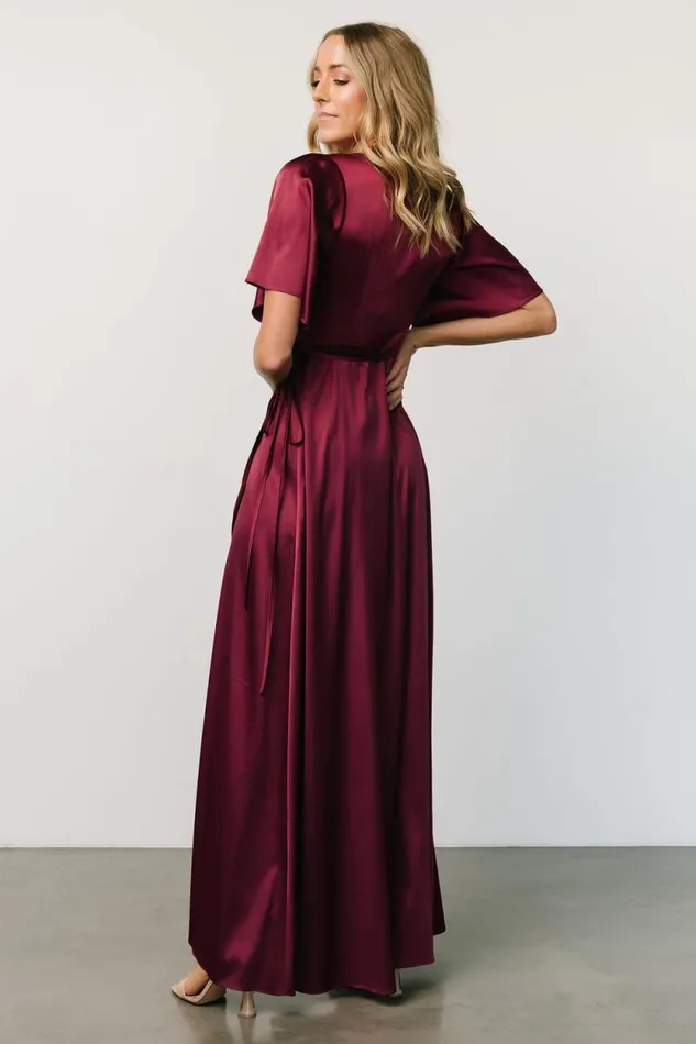 Women Vara Satin Maxi Wrap Dress Mulberry Baltic Born Maxi Dresses Women Vara Satin Maxi Wrap Dress Mulberry Baltic Born Maxi Dresses