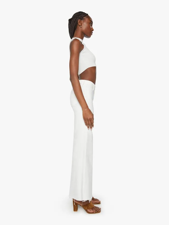 Women Wide Leg Mother Denim The Roller Fray White