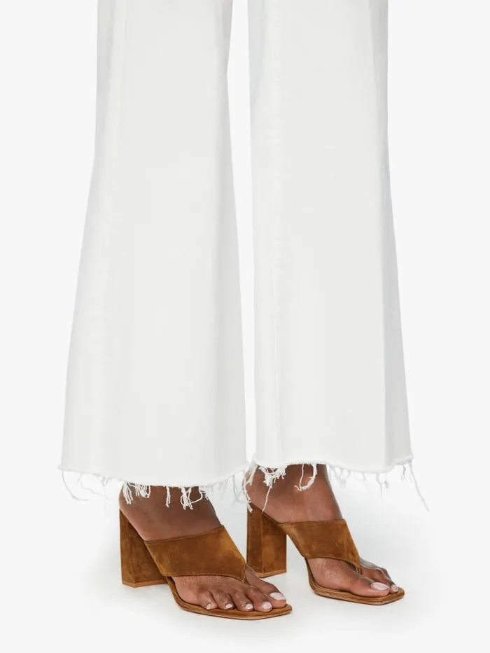 Women Wide Leg Mother Denim The Roller Fray White