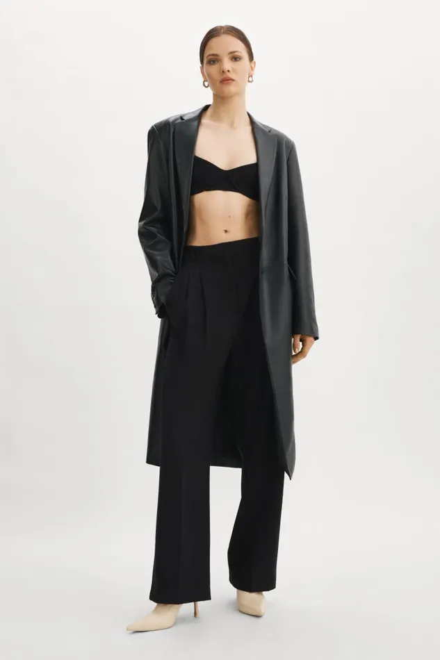 Women WILHELMINA Leather Trench Black LAMARQUE Trench Coats